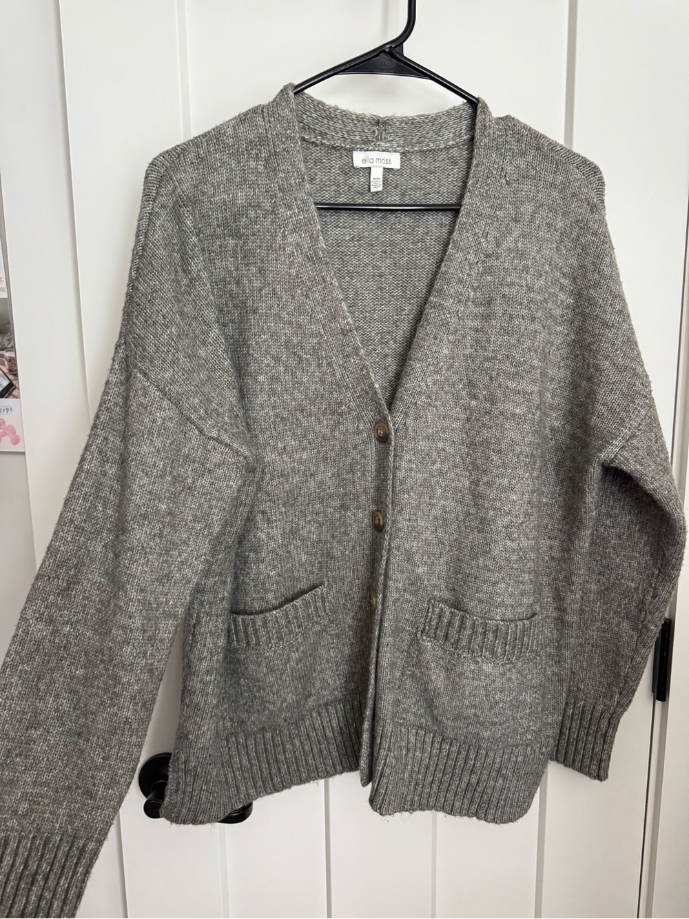 Ella Moss Greenish Gray Knit Button-Front Cardigan